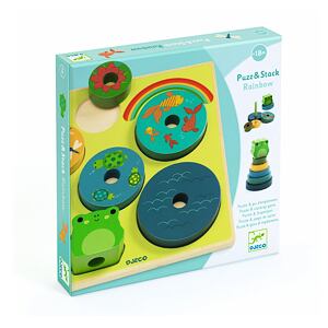 DJECO Dřevěná skládací pyramida Žabka