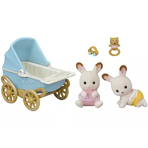 Sylvanian Families Dvojčata Chocolate králíků s kočárkem