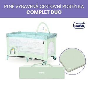 Asalvo COMPLET DUO cestovní postýlka s druhým dnem a hrazdičkou, hedgehog