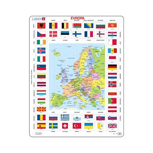 Dino Evropa mapa / vlajky EDU Puzzle 70 dílků