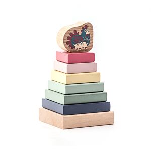 Cubika Pastel Barevná pyramida se slepičkou - dřevěná skládačka 8 dílů