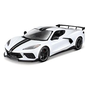 Maisto 2020 Chevrolet Corvette Stingray Coupe (High Wing), bílá, 1:18
