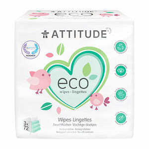 ATTITUDE Vlhčené ubrousky bez vůně - výhodné balení (3 x 72 ks)