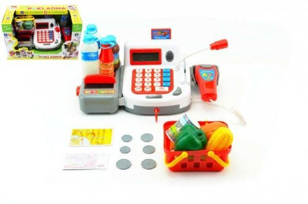 Teddies Pokladna digitální plast 30 cm s doplňky na baterie se zvukem se světlem