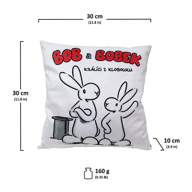 Moravská ústředna Polštář 30x30cm, Bob&Bobek, bílý
