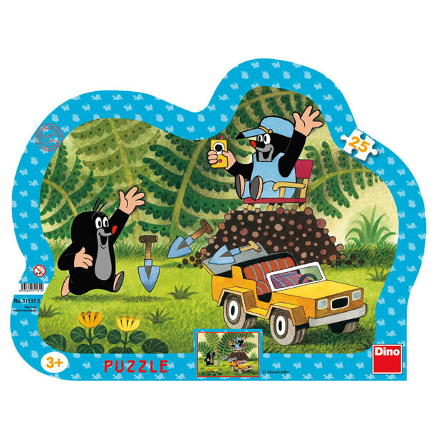Dino Puzzle Krtek se žlutým autem 25 dílků deskové