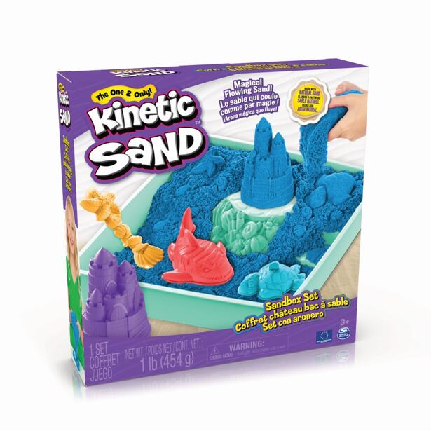 Spin Master Kinetic Sand Krabice tekutého písku s podložkou, modrý