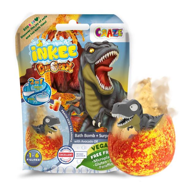INKEE Šumivá bomba do vany s překvapením Dinosaurus