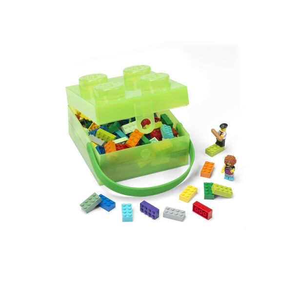 LEGO Box s rukojetí - průsvitná zelená