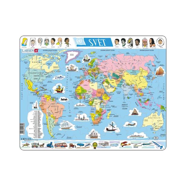 Dino Svět Politická mapa EDU Puzzle 107 dílků