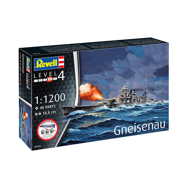 Revell Starter Kit loď 75181 - Battleship Gneisenau (1:1200)