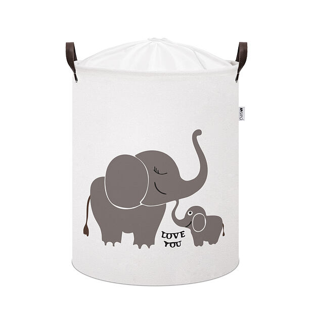 Sipo Koš na hračky se šňůrkou, skládací bavlněný / 43 l, Elephants