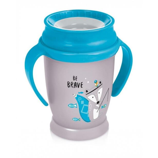 LOVI Hrníček  360˚ JUNIOR 250ml s úchyty INDIAN modrý