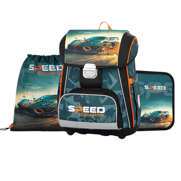 Oxybag Školní set 3ks PREMIUM  - Auto ( batoh, penál, sáček)