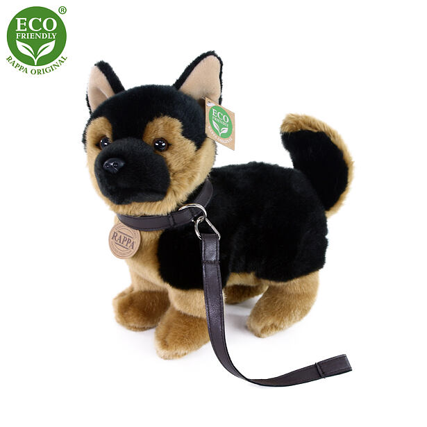 Rappa Plyšový pes německý ovčák s vodítkem stojící 23 cm ECO-FRIENDLY