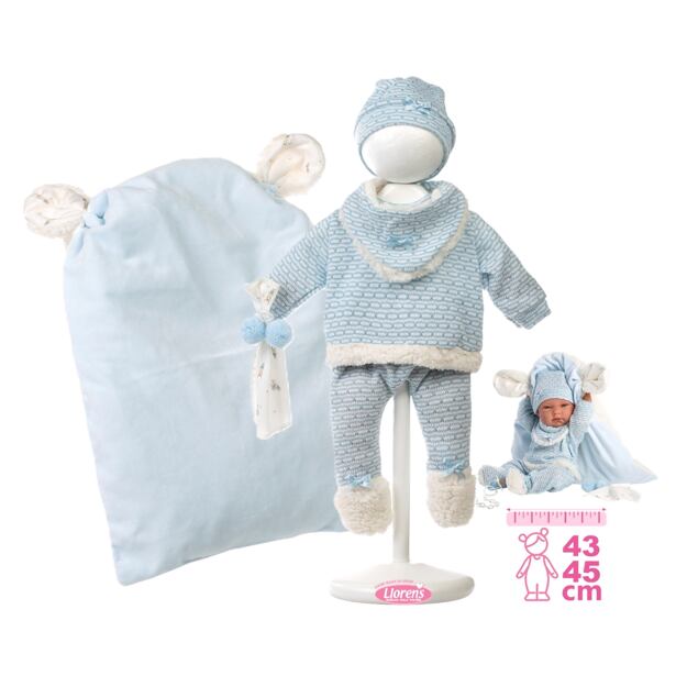 Llorens M738-59 Obleček pro panenku miminko NEW BORN velikosti 40-42 cm s doplňky