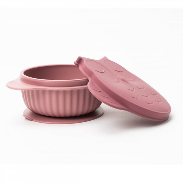 InnoGio Silikonová miska s víčkem GIOfresh Owl Pink
