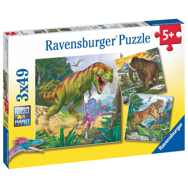 Ravensburger Dinosauři a čas Puzzle 3x49 dílků