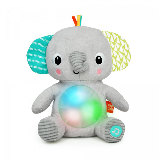 Bright Starts Hračka plyšová hudební svítící Hug-a-bye Baby™ sloník, 0m+
