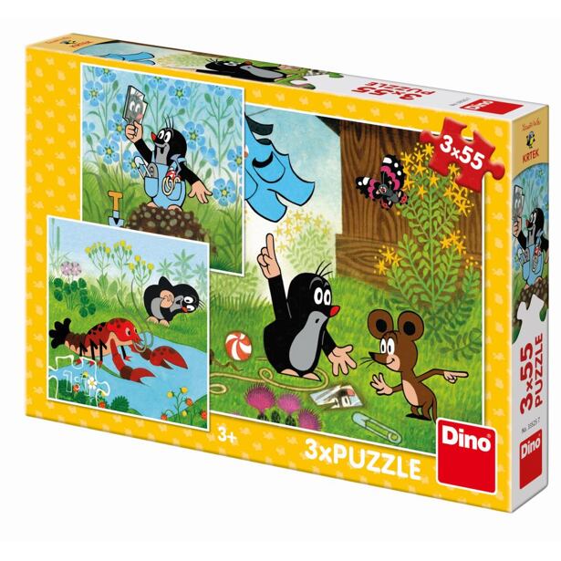 Dino Krteček a kalhotky 3x55 dílků Puzzle
