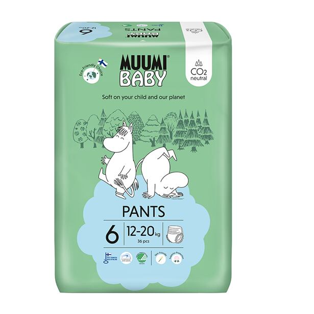 Muumi Baby Pants 6 Junior 12-20 kg (36 ks), kalhotkové eko pleny