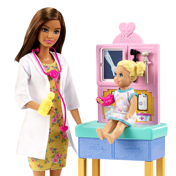 Mattel Barbie Povolání herní set s panenkou Dětská doktorka-tmavovláska