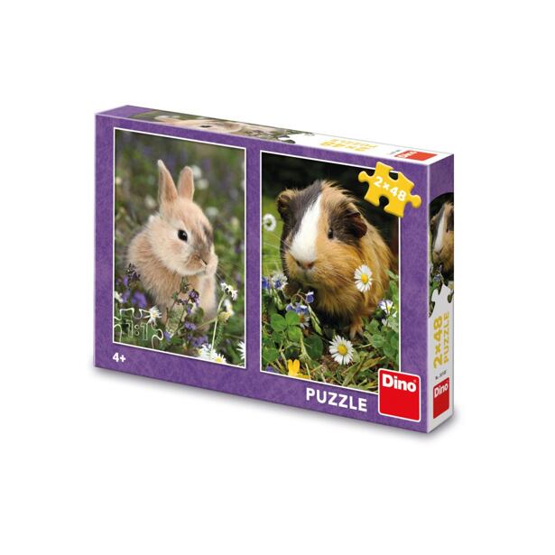 Dino Králíček a morče 2x48 dílků Puzzle