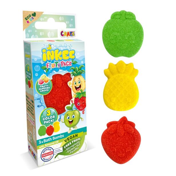 INKEE Bomby do koupele mini balení Fruit, 3x15g