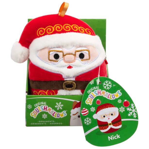 SQUISHMALLOWS Vánoční ozdoba Santa s brýlemi - Nick, 10 cm