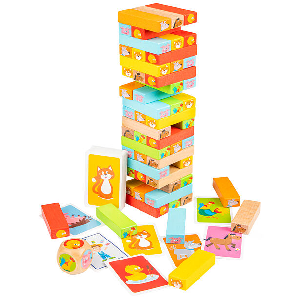 New Classic Toys Dřevěná věž Jenga se zvířátky