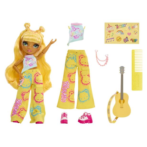 Rainbow High Junior Fashion panenka v rockové kapele - Sunny