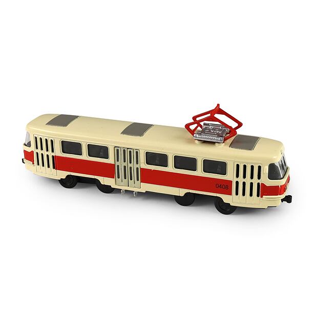 Rappa Kovová česká retro tramvaj červená 16cm - otevírací dveře