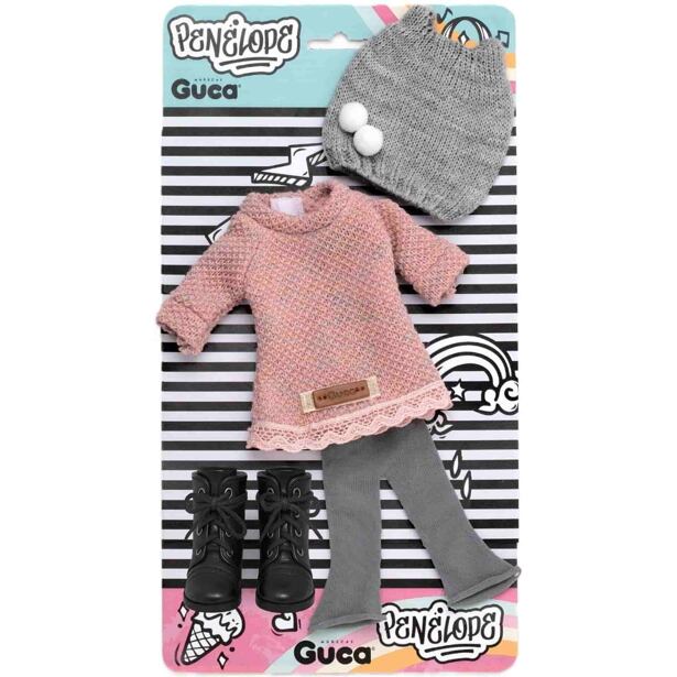 Guca P860 Obleček pro panenku PENELOPE velikosti 34 cm s botičkami