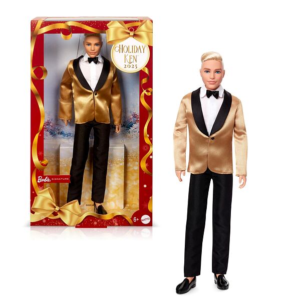 Mattel Barbie Vánoční panenka Ken blond 2025