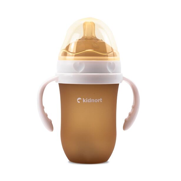 Kidnort Kojenecká lahev pro kojené děti Eple 250ml 6m+ béžová
