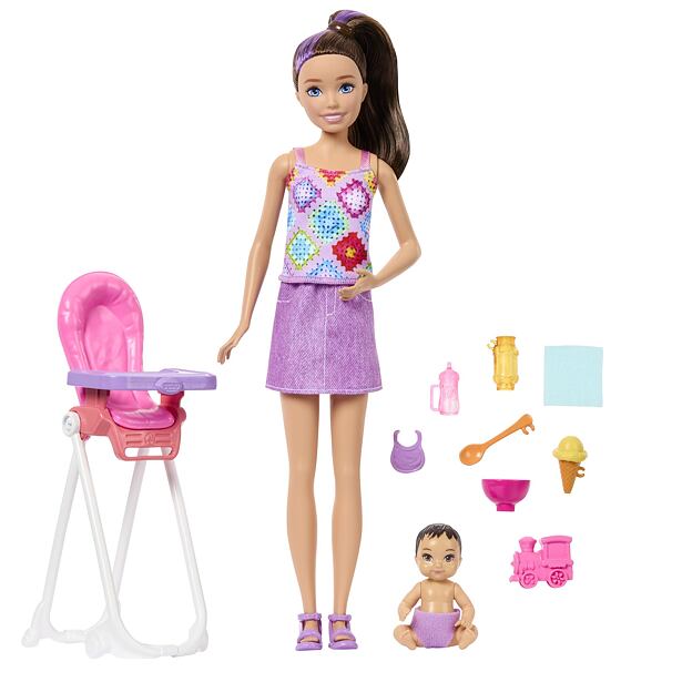 Mattel Barbie Skipper Babysitter chůva s jídelní židličkou