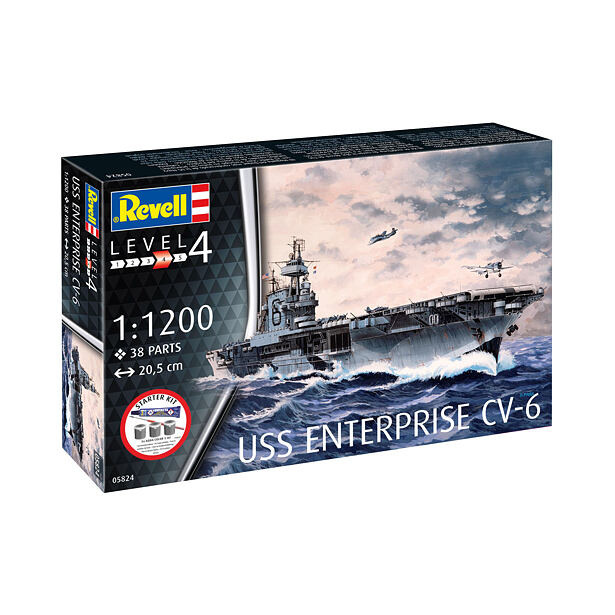 Revell Starter Kit loď 75824 - USS Enterprise CV-6 (1:1200)