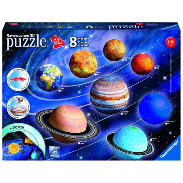 Ravensburger Planetární soustava 3D Puzzle 522 dílků