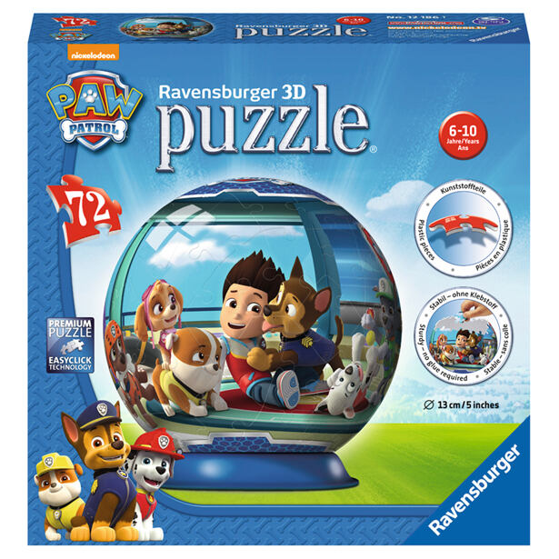 Ravensburger Tlapková Patrola 3D puzzleball, 72 dílků