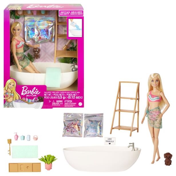 Mattel Barbie Panenka a koupel s mýdlovými konfetami Blondýnka