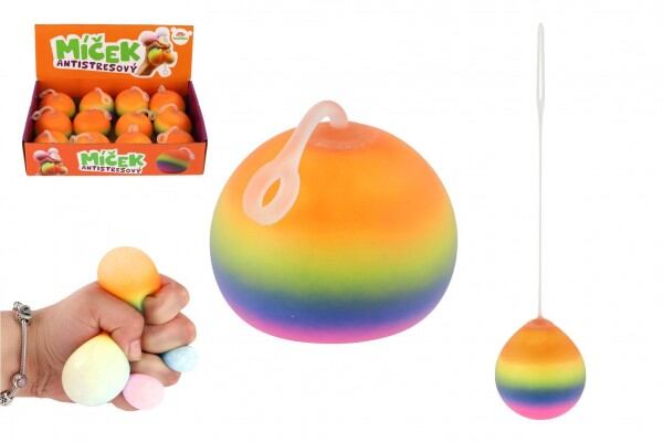 Teddies Míček antistresový mačkací sliz 6 cm duhový