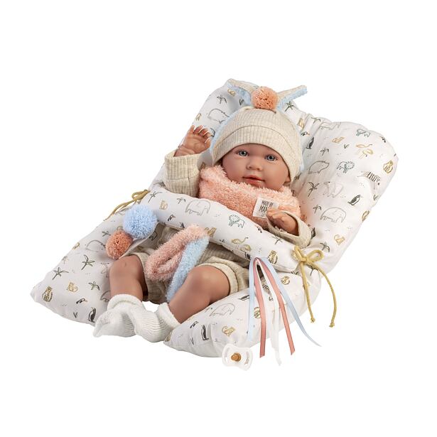 Llorens 74128 NEW BORN realistická panenka miminko se zvuky a měkkým látkovým tělem 42 cm