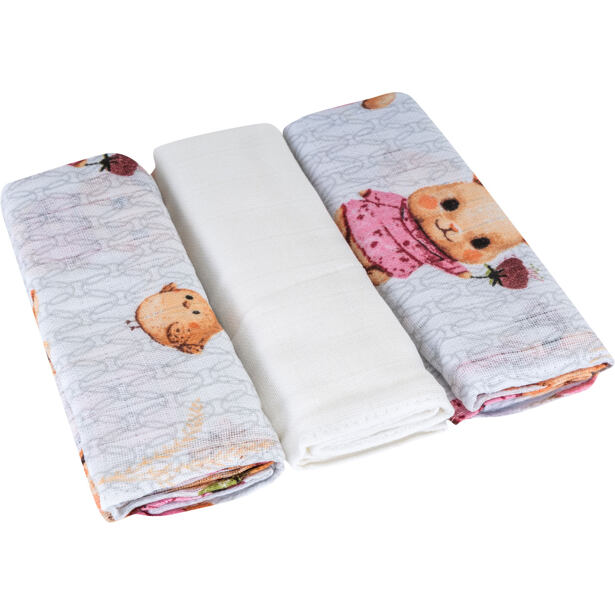 Bomimi Pleny bavlna Premium 140 g/m2 (3ks), 80x70, zajíček růžové