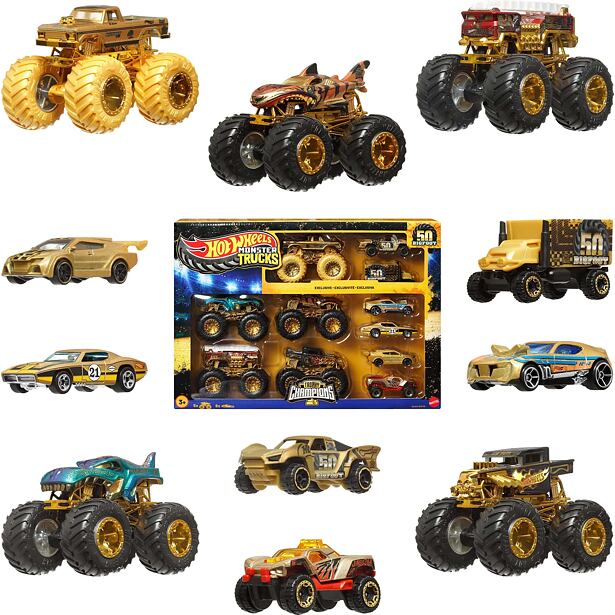 Hot Wheels Monster Trucks Bigfoot 50. výročí Set angličáků & trucků