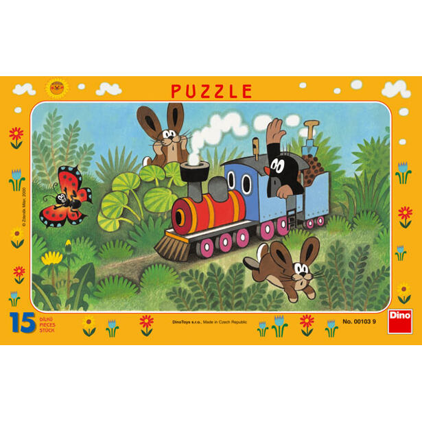 Dino Krteček a lokomotiva Puzzle 15 dílků