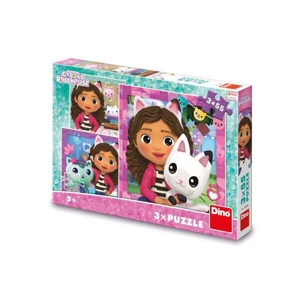 Dino Gabby's Dollhouse Gábi a kamarádi Puzzle 3x55 dílků