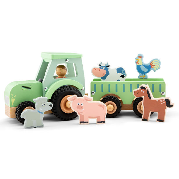 New Classic Toys Traktor s valníkem a zvířátky