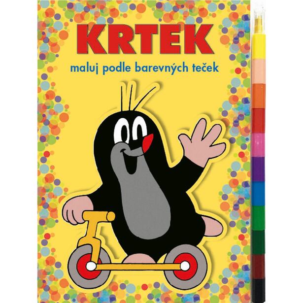 Maluj podle barevných teček A5 + MAXI voskovka - Krtek 1