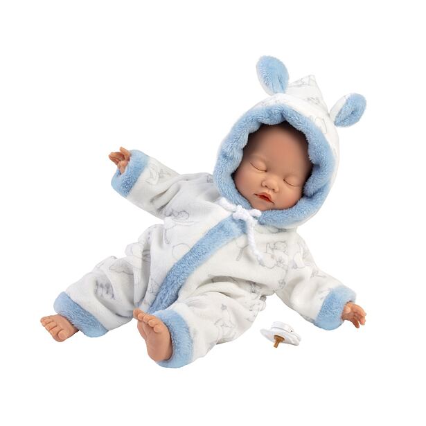 Llorens 63311 LITTLE BABY spící realistická panenka miminko s měkkým látkovým tělem 32 cm