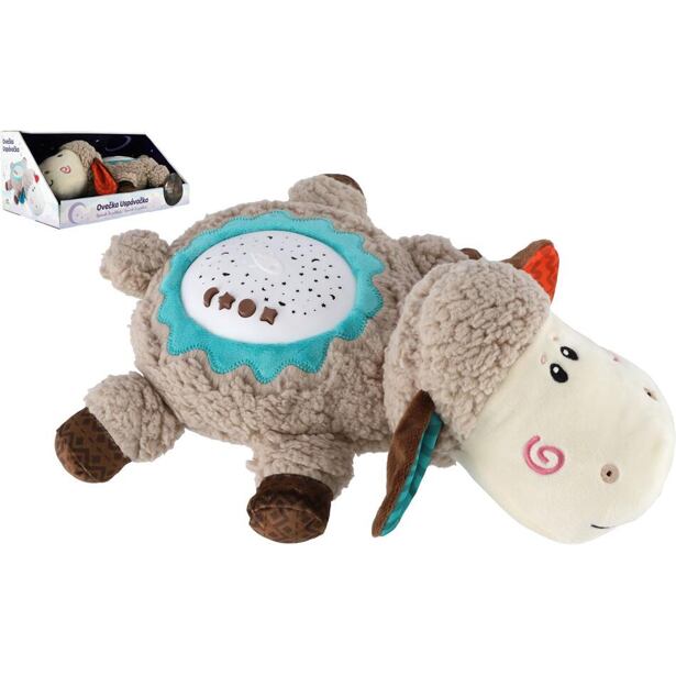 Teddies Ovečka uspávačka/usínáček projektor plyš/plast 35x22cm na baterie zvuk/světlo v krabici 6m+